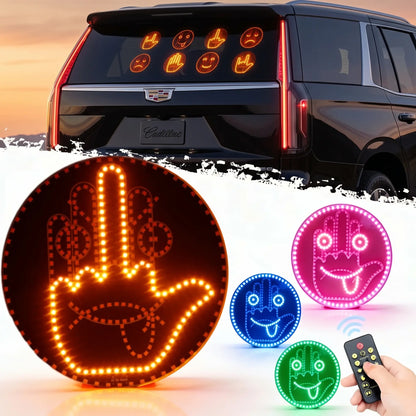 LED Car Gesture Light with 8 Emojis, Wireless Remote Control, Easy-Install Fun Auto Decoration