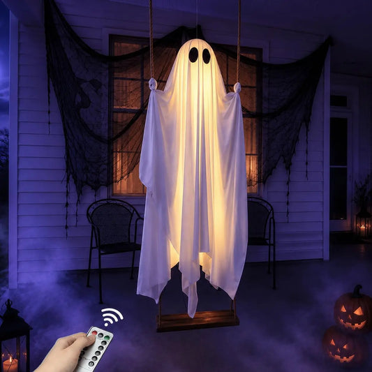 Large Pre-Assembled Hanging Ghosts for Halloween Outdoor Yard, Porch & Party Decorations