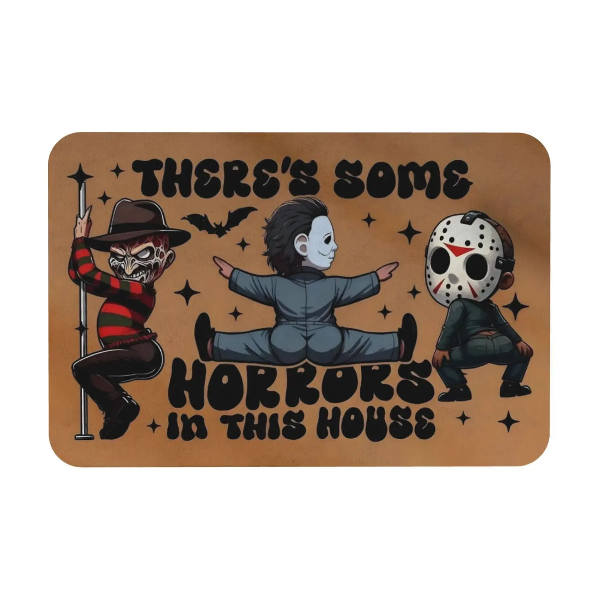 Funny Horror Character Halloween Doormat, Spooky Season Welcome Mat for Front Door, Kitchen & Bathroom