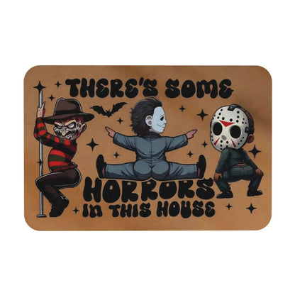 Funny Horror Character Halloween Doormat, Spooky Season Welcome Mat for Front Door, Kitchen & Bathroom