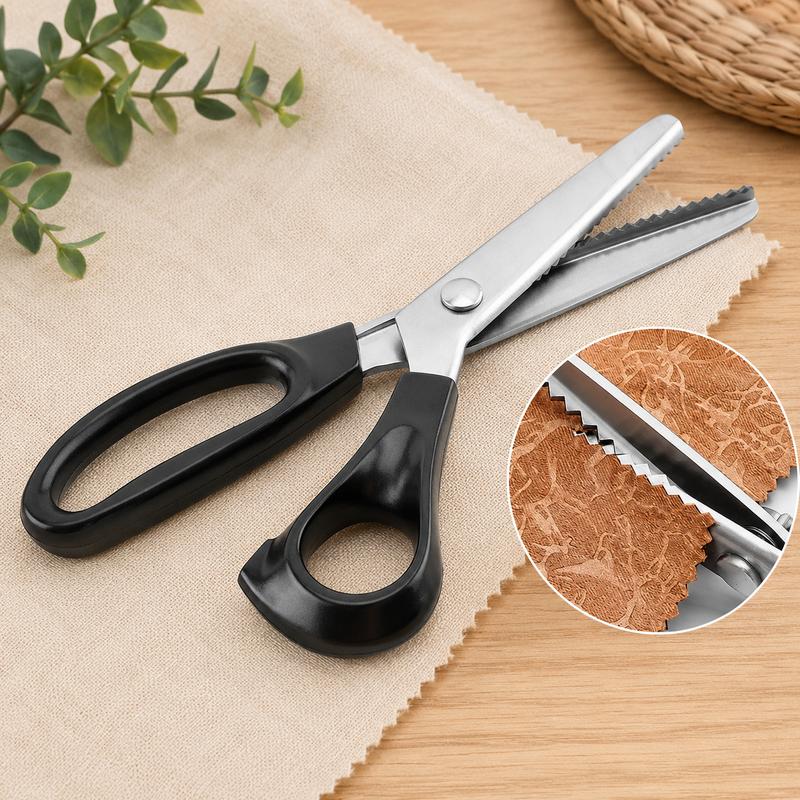 Stainless Steel Zig Zag Pinking Shears, Sharp Serrated Sewing Scissors for DIY Crafts & Dressmaking