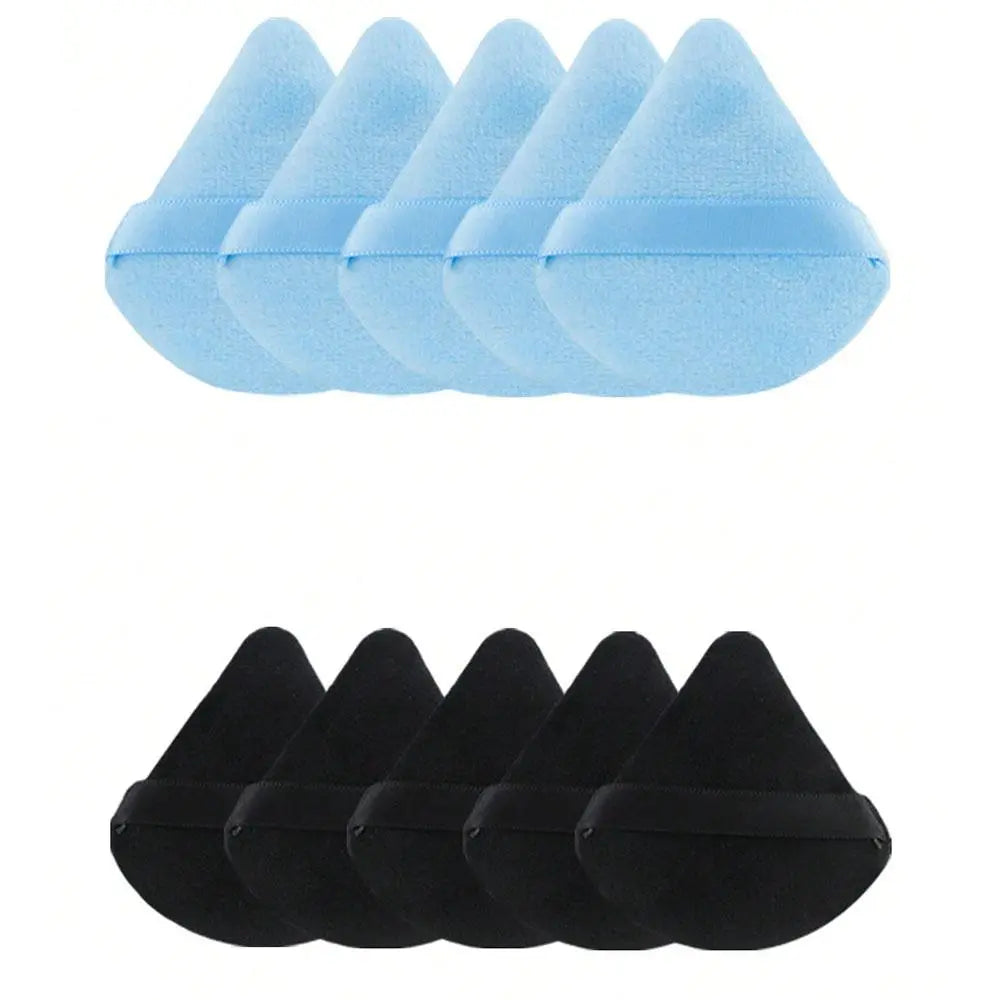 10-Pack Reusable Triangle Powder Puffs, Soft Plush Makeup Sponges for Face Powder