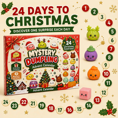 Christmas Mini Squishies Advent Calendar 2026, 24-Day Dumpling Squishy Toy Countdown with Glitter Toys for Kids