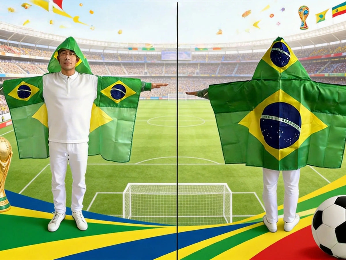 3x5FT Wearable Flag Cape – National Team Fan Hooded Flag for Stadiums & Celebrations