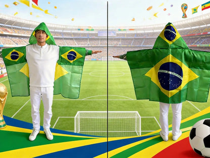 3x5FT Wearable Flag Cape – National Team Fan Hooded Flag for Stadiums & Celebrations