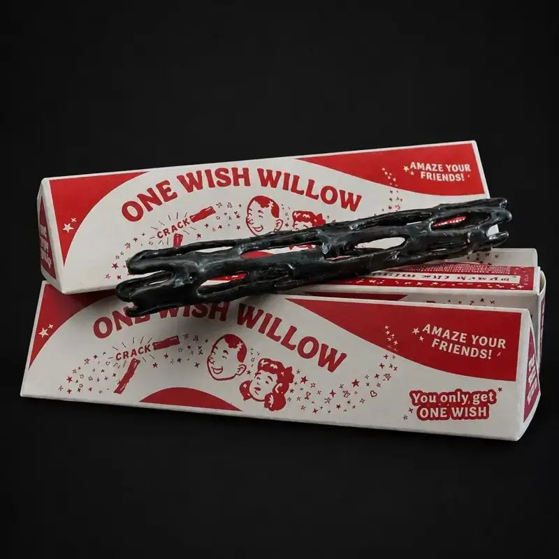 13 in Steel Wood Wish Willow Snap Stick Replica with Triangle Gift Box, Breakable Lucky Charm Gift