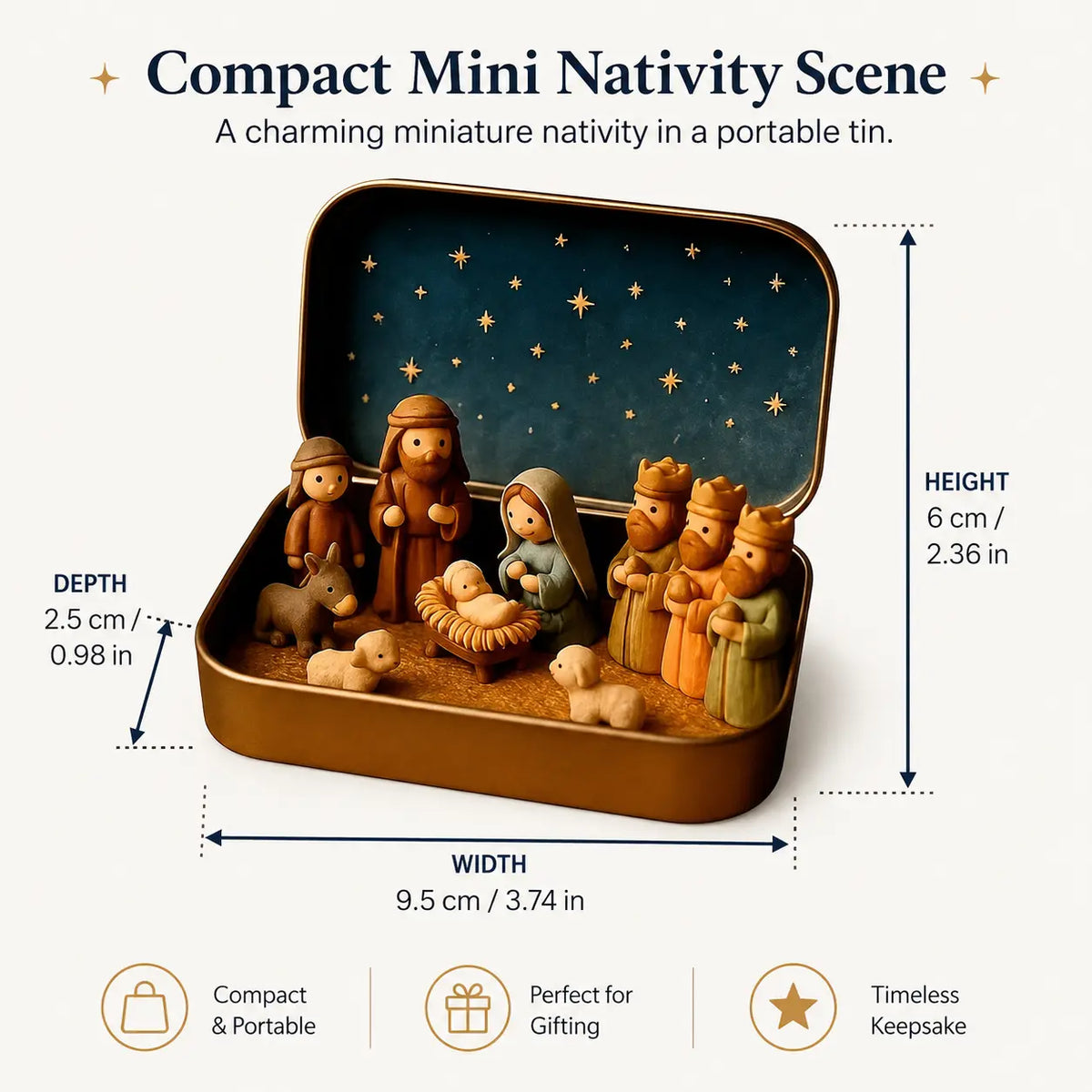Mini Nativity Scene Set with Storage Box 🎄✝️ Hand-Painted Christmas Figurines, Portable Holiday Decor & Gift 🎁✨