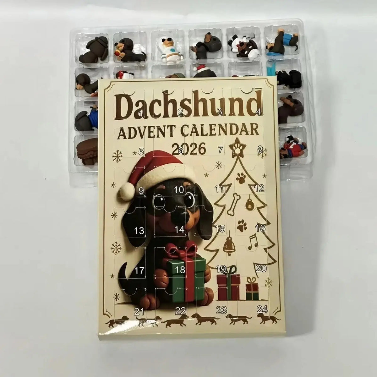Christmas 24‑Day Countdown Surprise Box, Hanging Puppy Ornaments for Holiday Decor