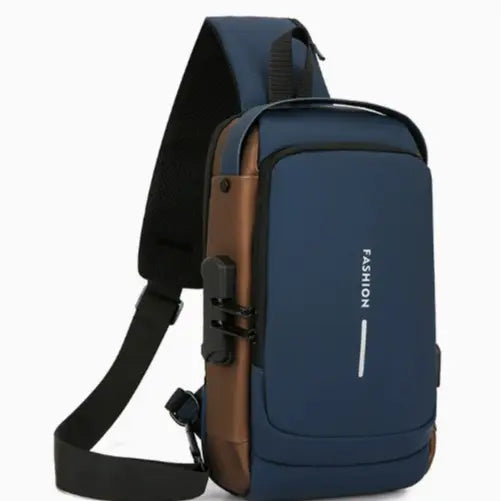 Men's Anti-Theft Chest Bag with Combination Lock — Durable Oxford Fabric, Adjustable Shoulder Strap; Ideal for Motorcycling and Casual Sports; Crossbody Style with a Summer Vibe.