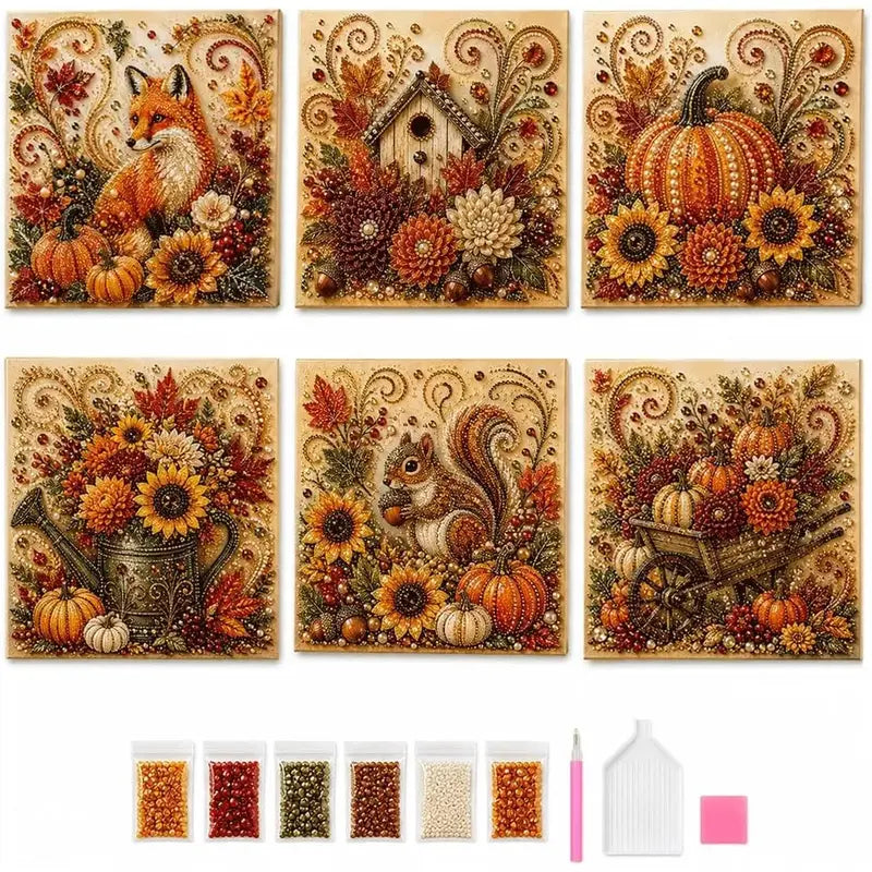 🎃✨ Autumn Pumpkin Pearl Painting Kit, 12×12in DIY Sparkling Craft Set for Adults 🍂🖌️