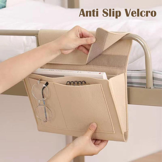 5-Pocket Felt Bedside Caddy, Hanging Bed Organizer for Phone, Glasses, Magazines & Water Bottles
