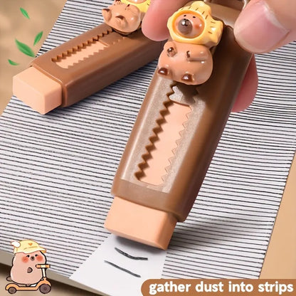 Cute Capybara Retractable Eraser, Push-Pop Animal Stationery for School & Office