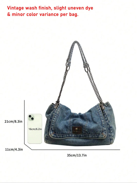 ashion Chain Shoulder Bag, Trendy Crossbody Purse for Women, Casual Daily Travel Bag