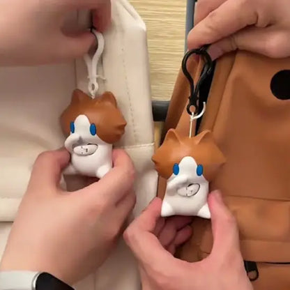 1pc Interactive Pull-String Cat Backpack Charm – Cute Moving Plush Keychain & Bag Accessory