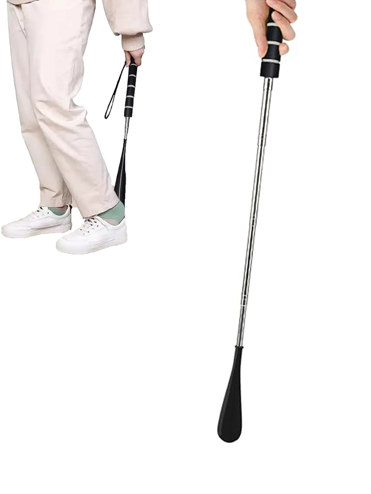 Metal Shoe Horn, Portable Long Handle Shoe Horn, Extra Long Handle Shoe Assistant for Men Women, Shoehorn