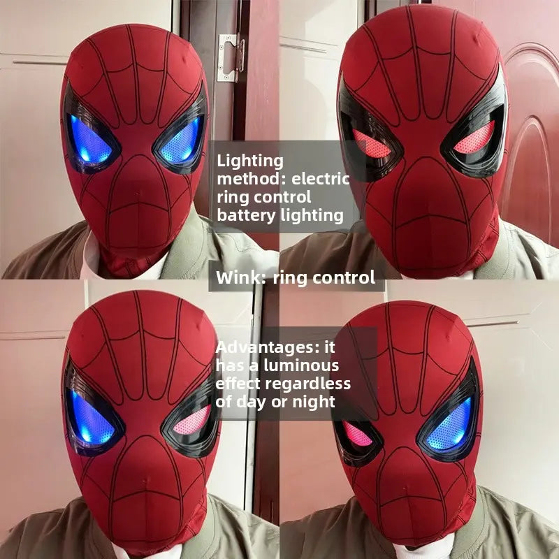 Cool Hero Mask - Remote Control Skin-friendly Red & Blue Lights - Perfect for Cosplay, Halloween, Festivals, Parties