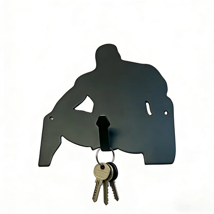 Black Metal Muscular Figure Wall Hook, Multi-Use Key Holder & Entryway Organizer, Unique Gift for Men