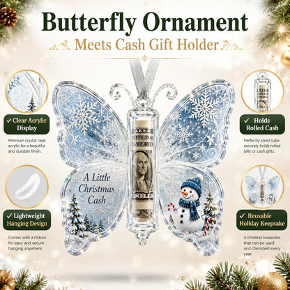 Christmas Cash Gift Ornament, Butterfly Money Holder with Clear Acrylic Display, 5PCS Set