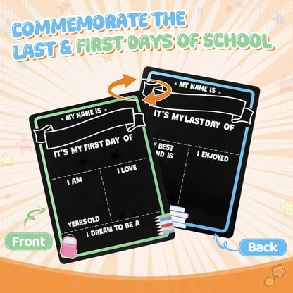 Reusable First & Last Day of School Chalkboard Sign for Kids, Back to School Photo Prop