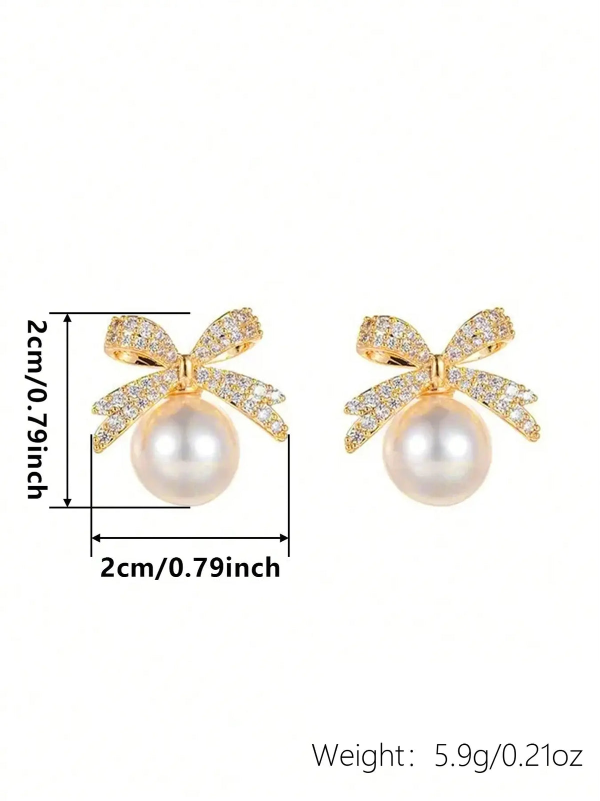 Faux Pearl & Rhinestone Bow Dangle Earrings, Elegant Sparkling Jewelry for Women