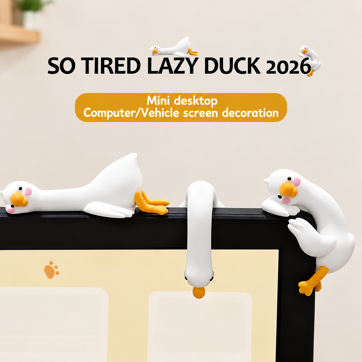 3-4PCS Cute Cartoon Goose Figurines, Whimsical Desk & Home Decor, Mini Office Ornaments & Fun Gifts