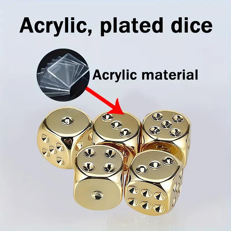Gold Dice Set, 5-Piece Premium Tabletop Dice for Games & Collectors