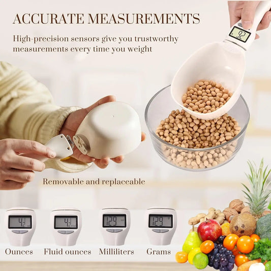 Digital Measuring Spoon Scale, Electronic Kitchen Scoop for Cooking, Baking & Pet Food