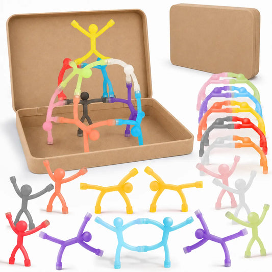 10-Pack ADHD Magnetic Stick Figure Fidget Toys, Bendable Multi-Color Sensory Desk & Travel Toys
