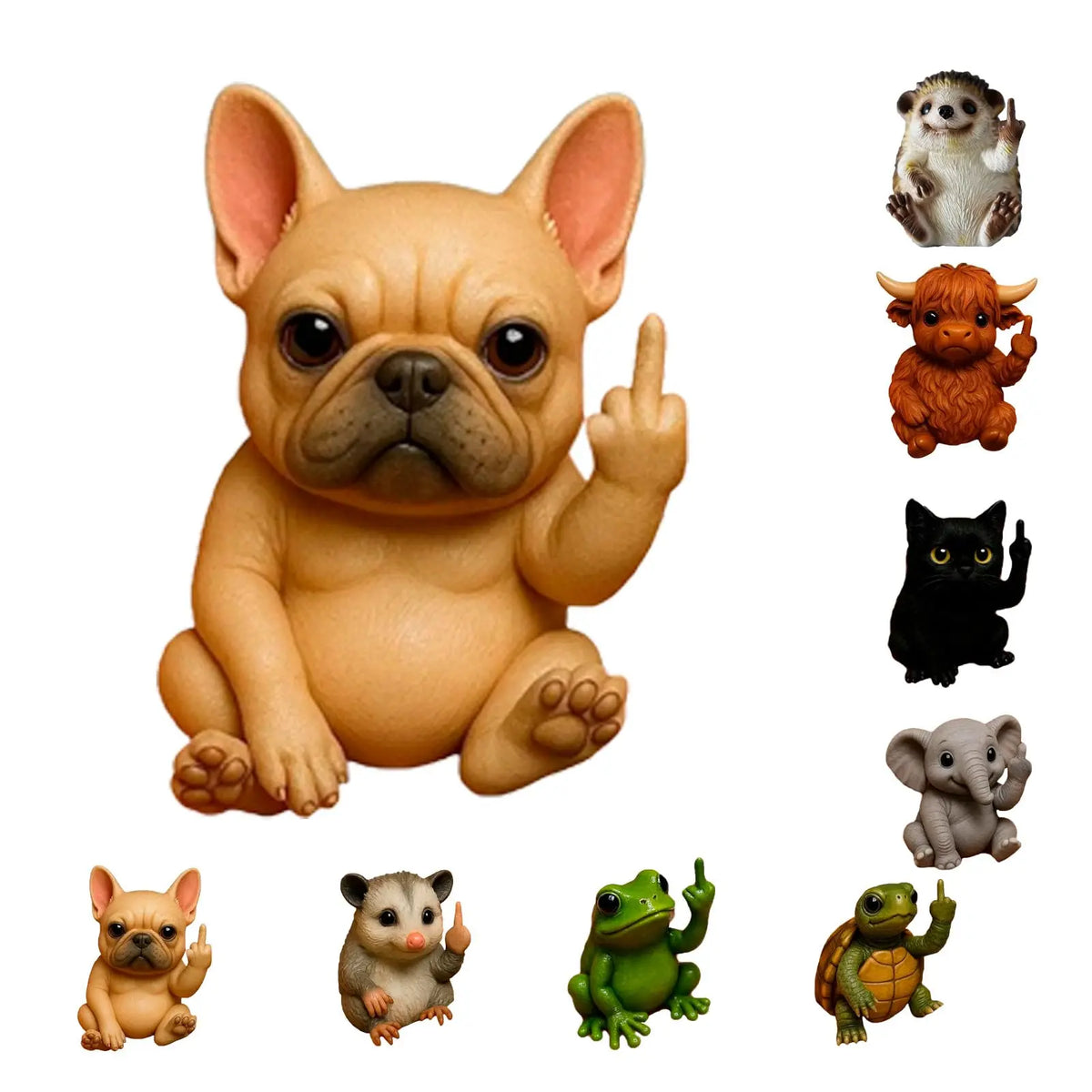 Funny Mini Middle Finger Animal Statue, Cute Desktop & Car Gag Decor