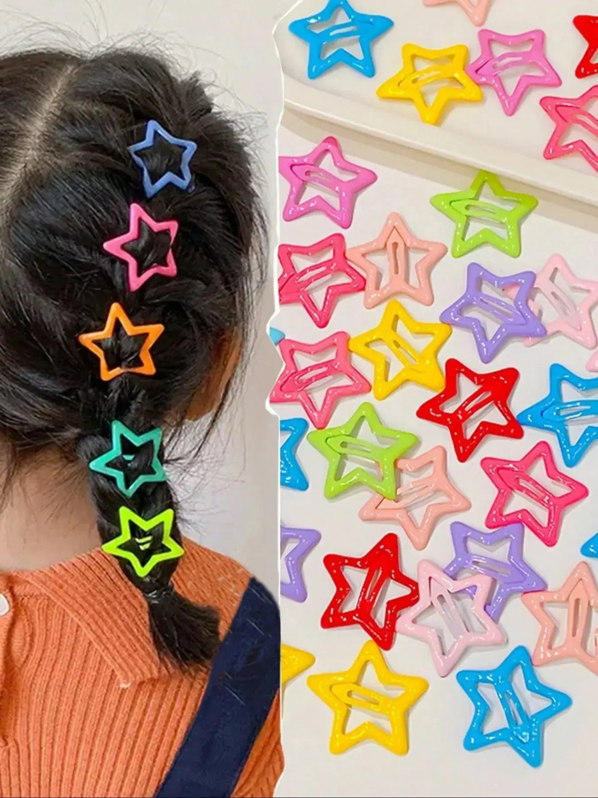 🎀 30-Piece Random Colorful Dopamine Hair Clip Set, Star Design Cute Hair Accessories for Girls, Princess Style Clips for Daily Wear ✨🌈