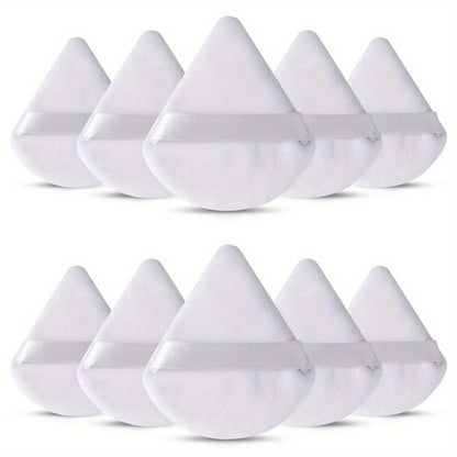 10-Pack Reusable Triangle Powder Puffs, Soft Plush Makeup Sponges for Face Powder