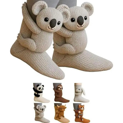 3D Knit Animal Socks, Cute Plush Novelty Socks, Soft & Cozy Unisex Design