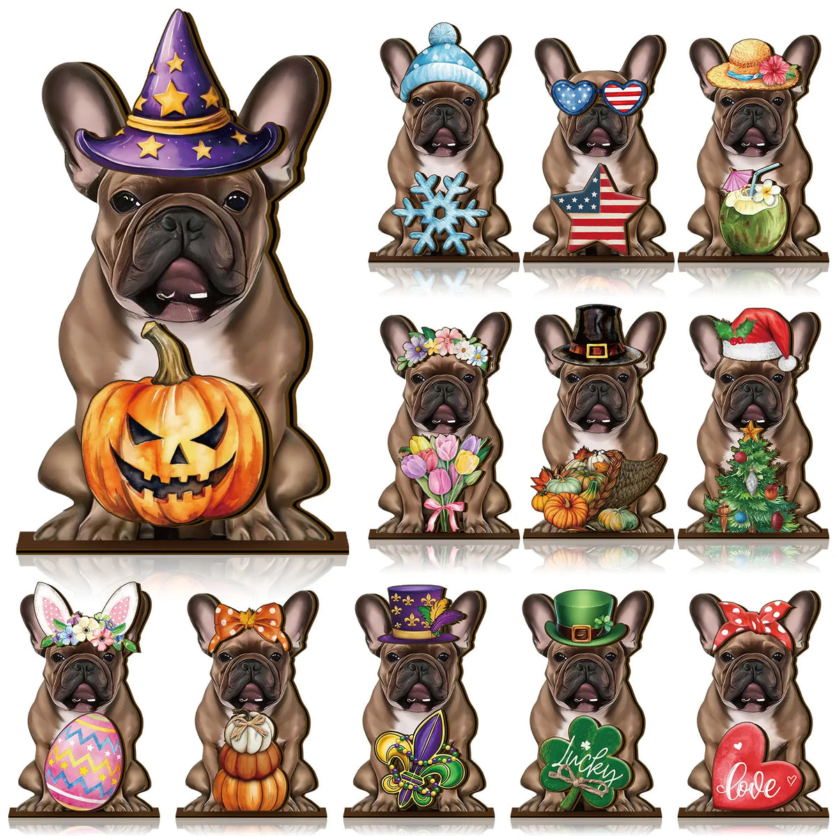 Halloween Golden Retriever Desk Sign with Magnetic Hat, Cute Wooden Decor for Dog Lovers & Pet Families