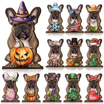 Halloween Golden Retriever Desk Sign with Magnetic Hat, Cute Wooden Decor for Dog Lovers & Pet Families