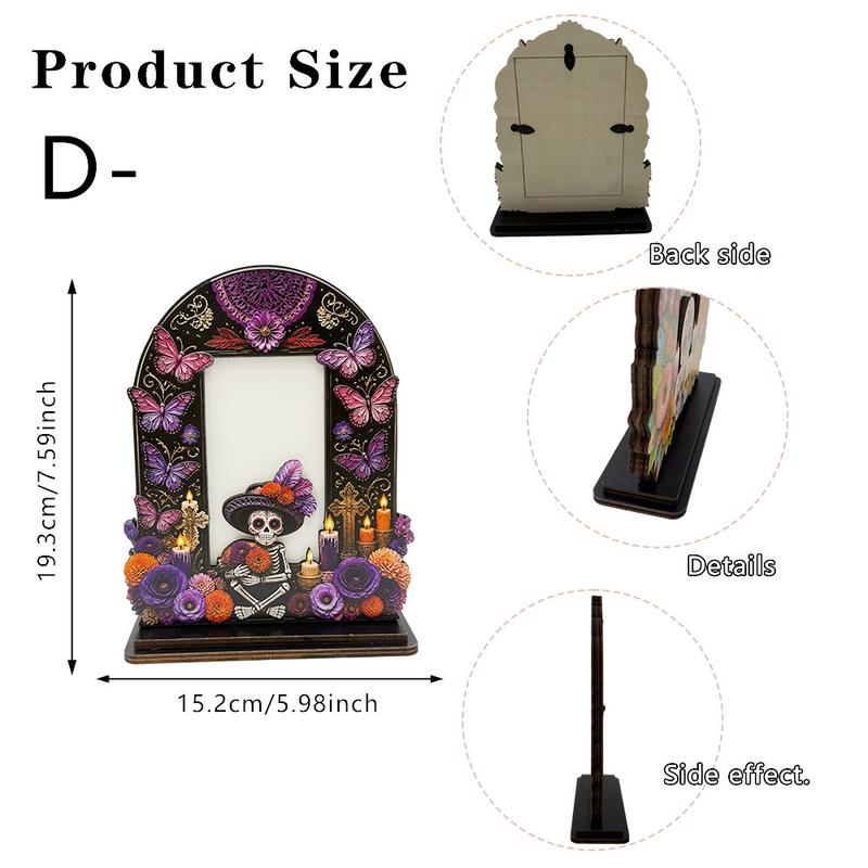 💀🌼 Day of the Dead Wooden Photo Frame, Mexican Altar Tabletop Decor with Multiple Designs ✨