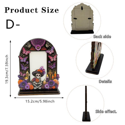 💀🌼 Day of the Dead Wooden Photo Frame, Mexican Altar Tabletop Decor with Multiple Designs ✨