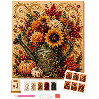 🎃✨ Autumn Pumpkin Pearl Painting Kit, 12×12in DIY Sparkling Craft Set for Adults 🍂🖌️