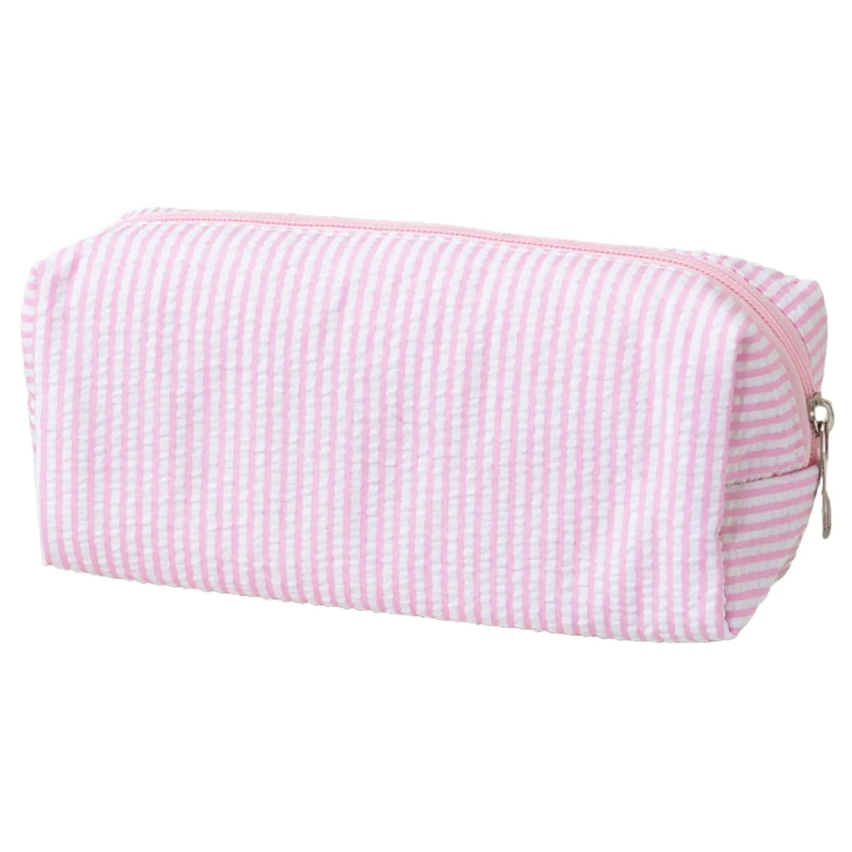 Cute Seersucker Striped Pencil Bag, Large Capacity Multifunctional Storage Pouch for Stationery and Cosmetics