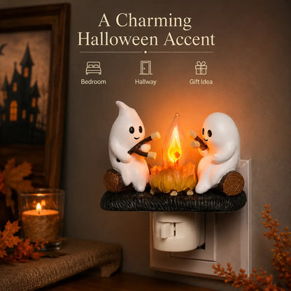 3D Flickering Campfire Plug-In Night Light, Cute Resin LED Holiday Decor for Bedroom & Hallway