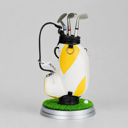 Golf Bag Pen Holder Set with 3 Golf Club Pens – Creative Desktop Organizer & Gift for Golf Lovers