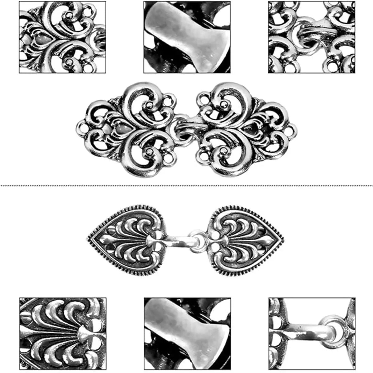 Vintage Sweater Shawl Clips Set, 4-Piece Elegant Retro Cardigan Clips for Women