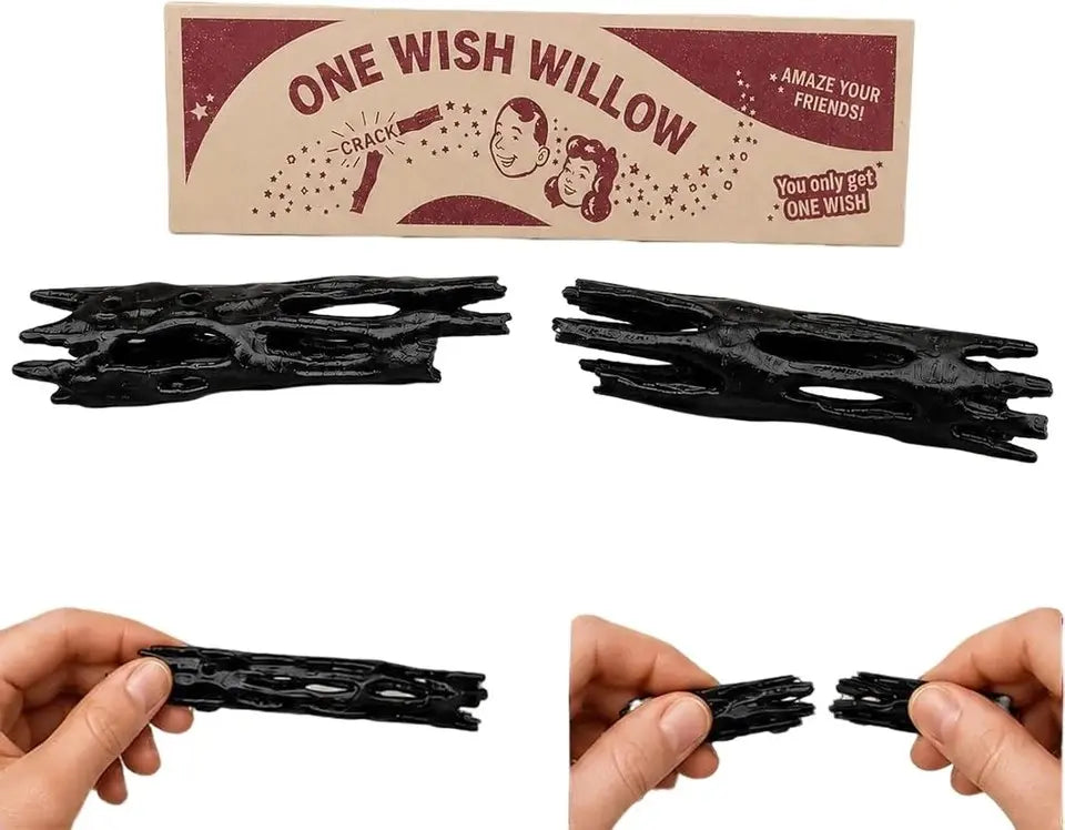 13 in Steel Wood Wish Willow Snap Stick Replica with Triangle Gift Box, Breakable Lucky Charm Gift