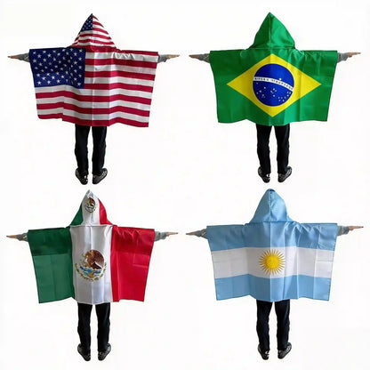3x5FT Wearable Flag Cape – National Team Fan Hooded Flag for Stadiums & Celebrations