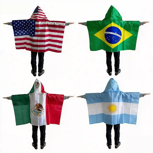 3x5FT Wearable Flag Cape – National Team Fan Hooded Flag for Stadiums & Celebrations