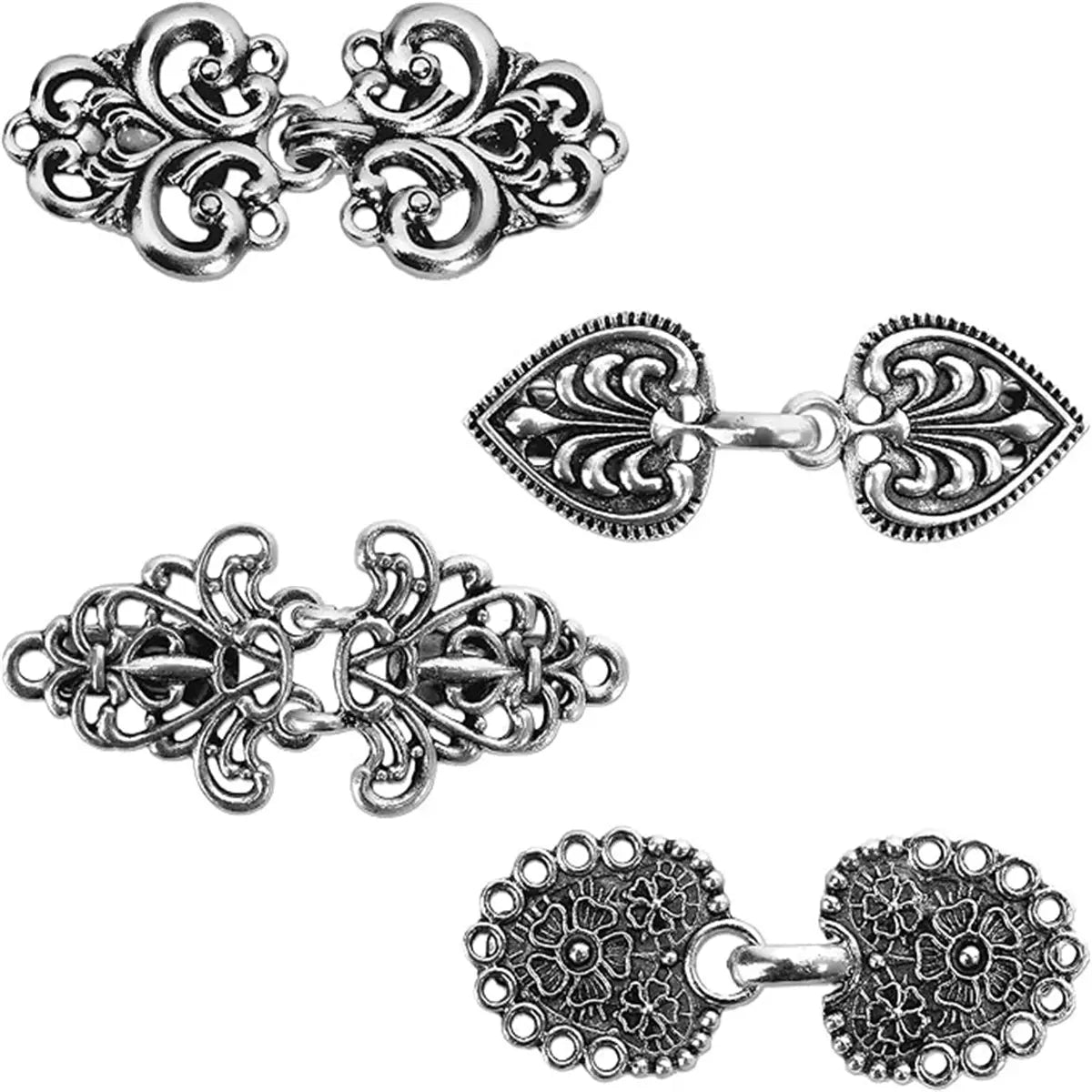 Vintage Sweater Shawl Clips Set, 4-Piece Elegant Retro Cardigan Clips for Women