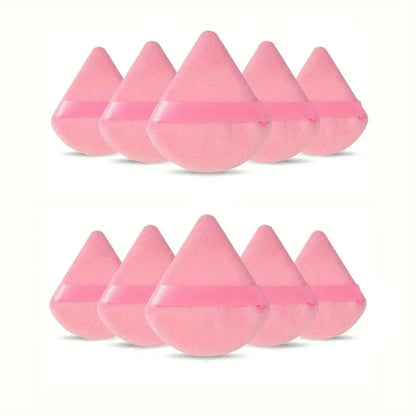 10-Pack Reusable Triangle Powder Puffs, Soft Plush Makeup Sponges for Face Powder