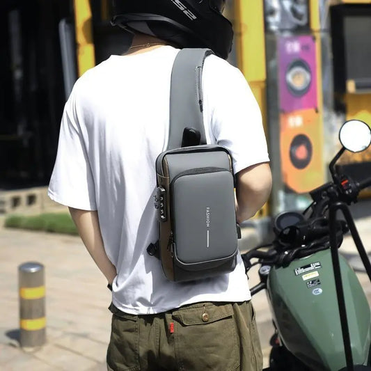 Men's Anti-Theft Chest Bag with Combination Lock — Durable Oxford Fabric, Adjustable Shoulder Strap; Ideal for Motorcycling and Casual Sports; Crossbody Style with a Summer Vibe.