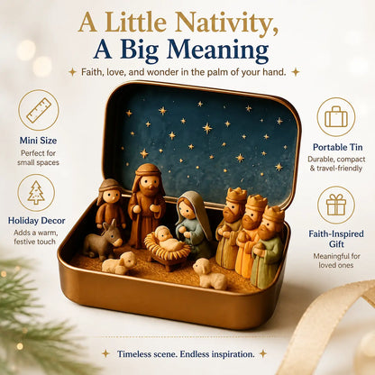 Mini Nativity Scene Set with Storage Box 🎄✝️ Hand-Painted Christmas Figurines, Portable Holiday Decor & Gift 🎁✨