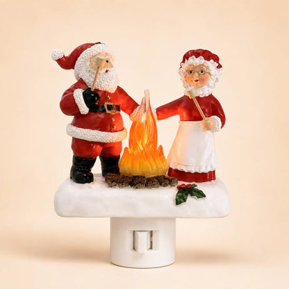 3D Flickering Campfire Plug-In Night Light, Cute Resin LED Holiday Decor for Bedroom & Hallway