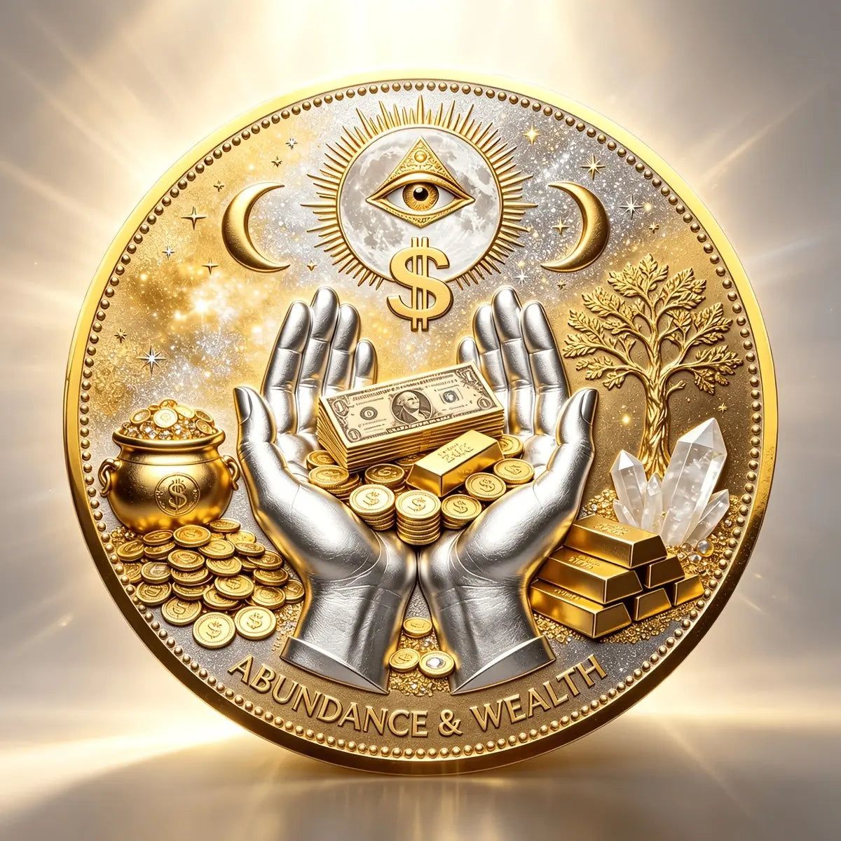 3D Wealth Collection Coin, All-Seeing Eye, Attracts Fortune, Portable Luck Charm, Ideal Gift for Men, Entrepreneurs, Business Openings